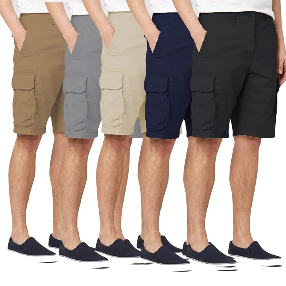 Men's Cotton Casual Cargo Shorts Pack of 3